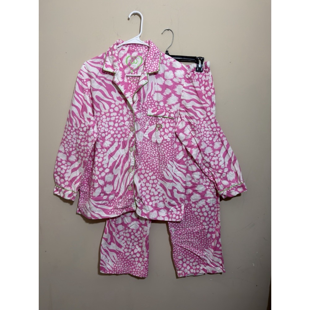 VICTORIA'S SECRET Pink Leopard Flannel 100% Cotton Pajama Set Women Sz S